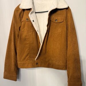Brown Corduroy Jacket with White Sherpa Lining